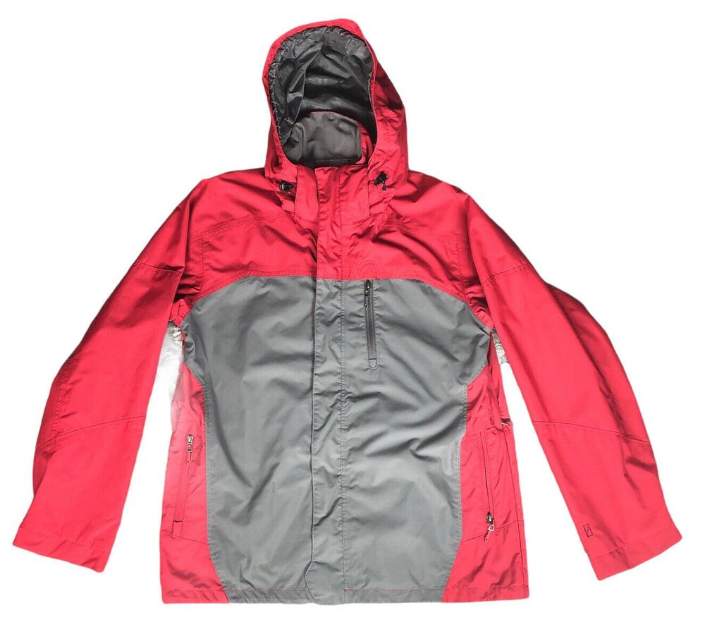 Alpine Design Hooded Nylon Jacket Parker Men's Size Large Red And Gray Gorpcore